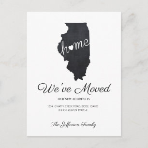 Illinois Chalkboard State Map Moving Postcard