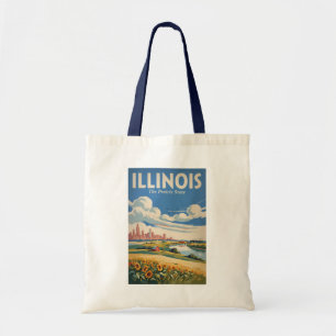 Illinois Chicago Skyline Illustration Travel Art Tote Bag