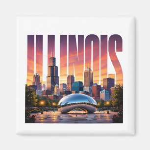 Illinois Chicago Skyline Lakefront City Adventure Magnet