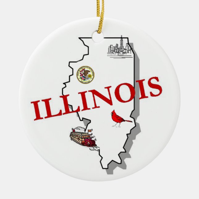 Illinois Christmas Tree Ornament (Front)