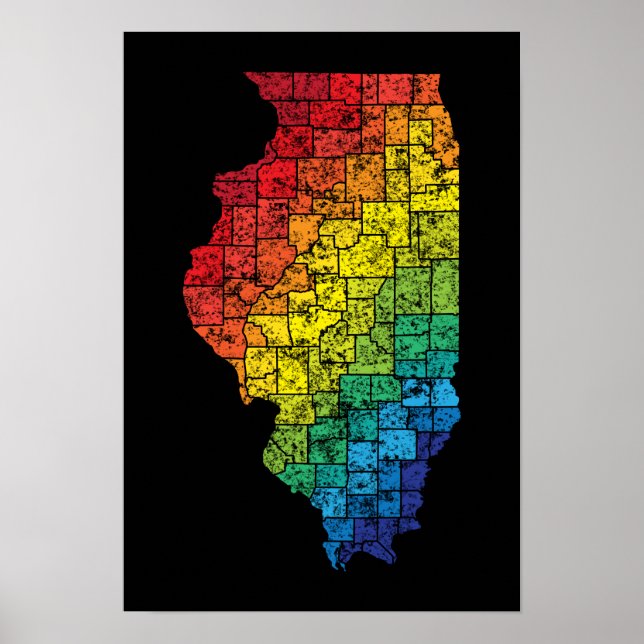 illinois colour counties poster (Front)