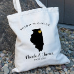 Illinois Destination Wedding Welcome Bag Tote<br><div class="desc">Wedding weekend welcome gift bag for out of town guests to your wedding,  featuring image of Illinois,  with gold heart.  Fill tote with your favourite goodies.</div>