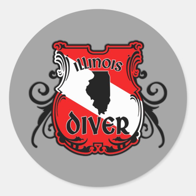 Illinois Diver Classic Round Sticker (Front)