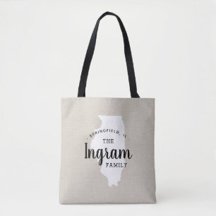 Illinois Family Monogram State Tote Bag