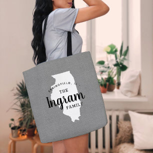 Illinois Family Monogram State Tote Bag