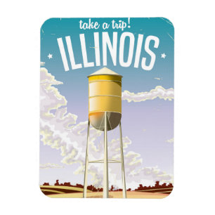 Illinois farm vintage travel poster magnet