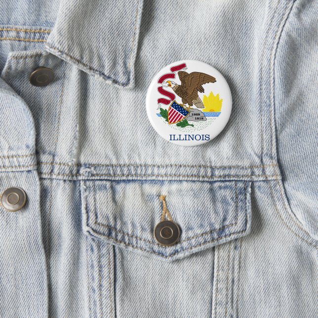 Illinois flag 6 cm round badge (In Situ)