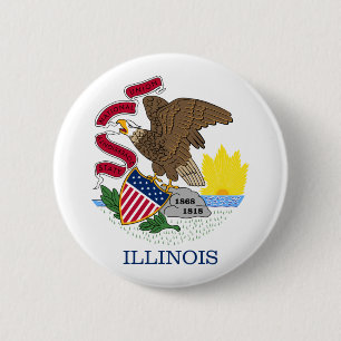 Illinois flag 6 cm round badge