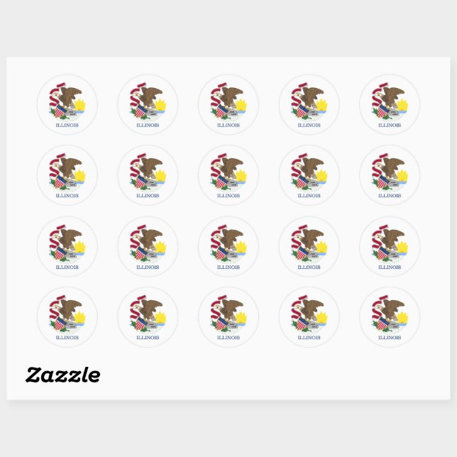 Illinois flag classic round sticker (Sheet)