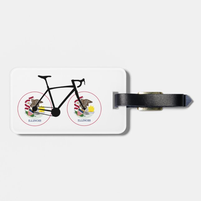 Illinois Flag Cycling Luggage Tag (Back Horizontal)