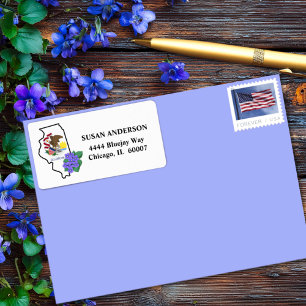 Illinois Flag & Flower Common Blue Violet Custom Label