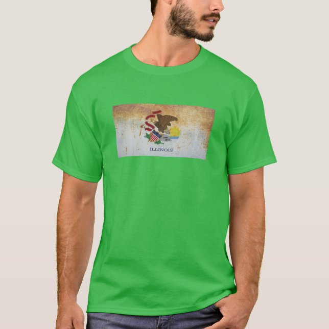 Illinois Flag Grunge T-Shirt (Front)