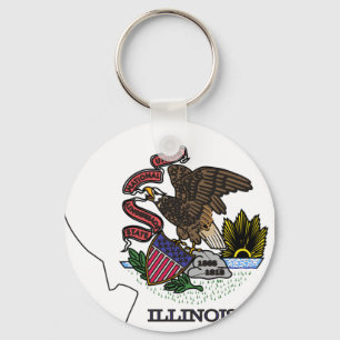 Illinois Flag Map Key Ring