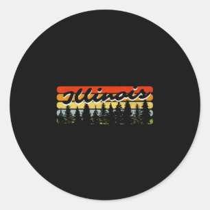 Illinois Forest Sunset Trees Cabin Theme Souvenir Classic Round Sticker