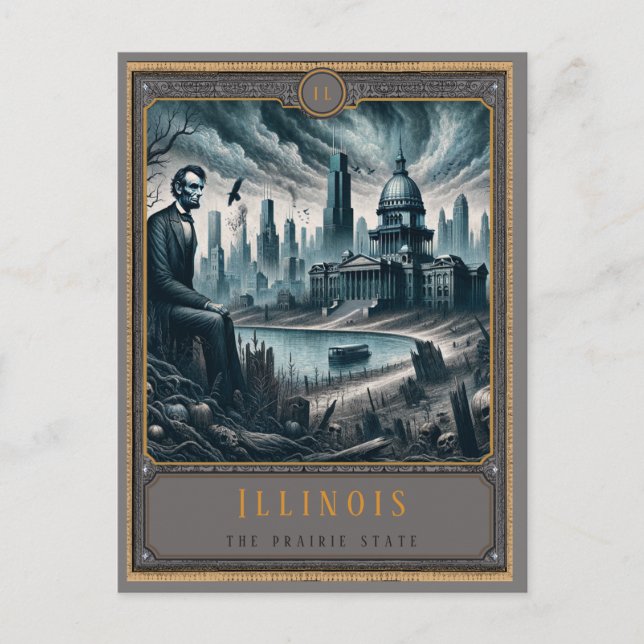 Illinois | Gothic Art Postcard (Front)