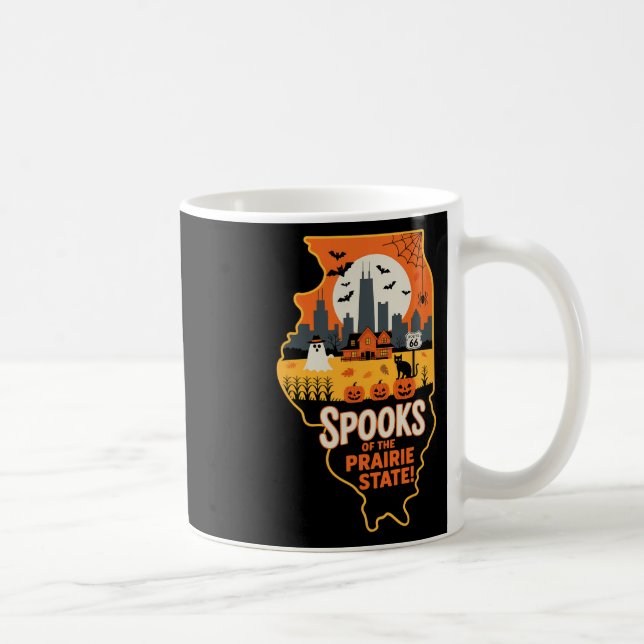 Illinois Halloween Shirt Spooky Pride Prairie Stat Coffee Mug (Right)