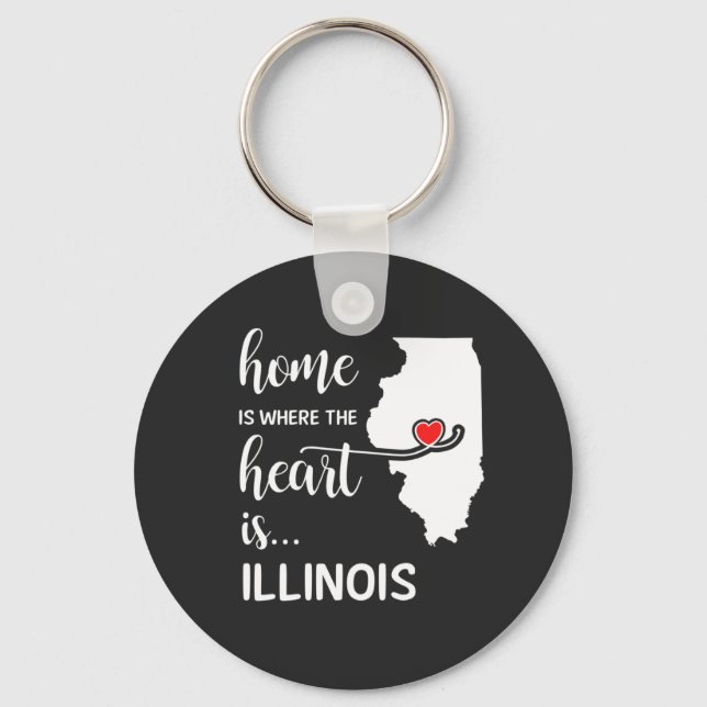 Illinois home is where the heart is key ring (Front)
