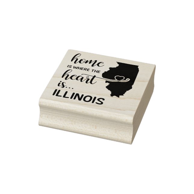 Illinois home is where the heart is rubber stamp (Stamp)