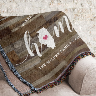 Illinois Home State Personalized Wood Look Throw Blanket
