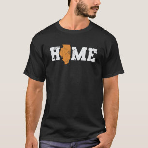 Illinois Home with Map Outline USA America T-Shirt