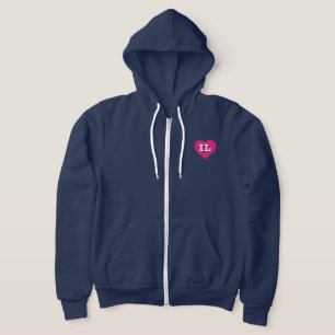 Illinois Hot Pink Heart - I love IL Hoodie
