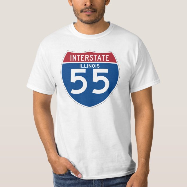 Illinois IL I-55 Interstate Highway Shield - T-Shirt (Front)