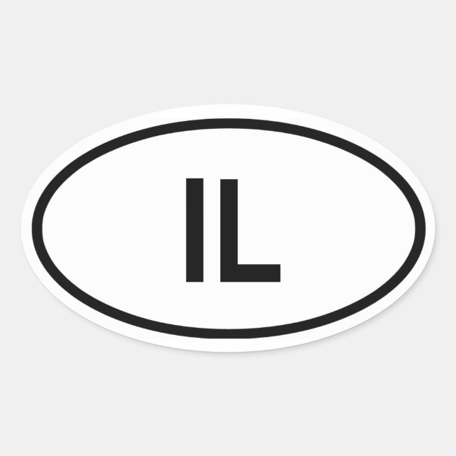 Illinois, "IL" Oval Sticker (Front)