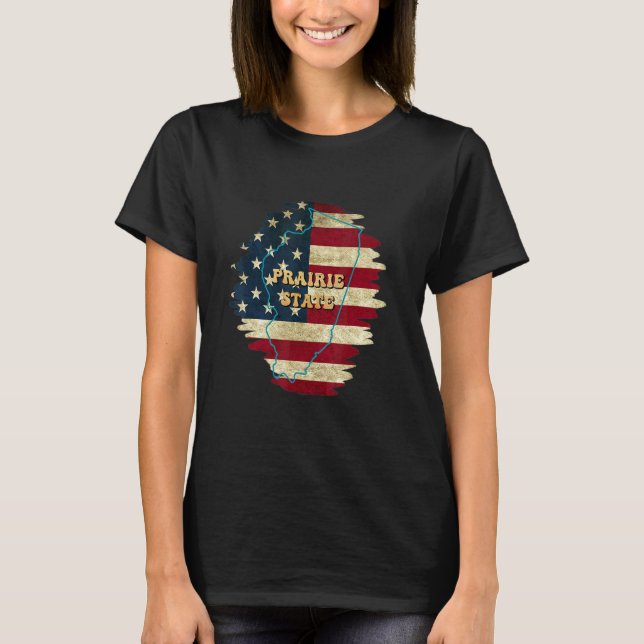 Illinois Il Us Flag Motto T-Shirt (Front)