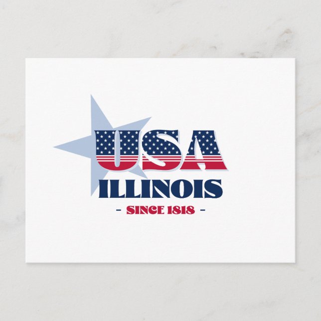Illinois in Red, White, and Blue Postcard (Front)