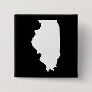 Illinois in White and Black 15 Cm Square Badge