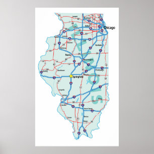 Illinois Interstate Map Print