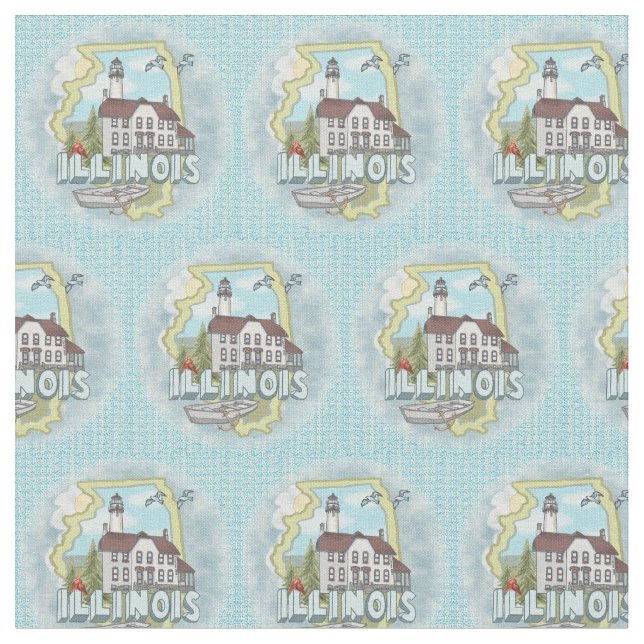 Illinois Lighthouse Fabric (Close Up)