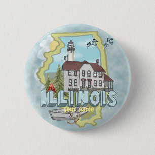 Illinois Lighthouse pin button