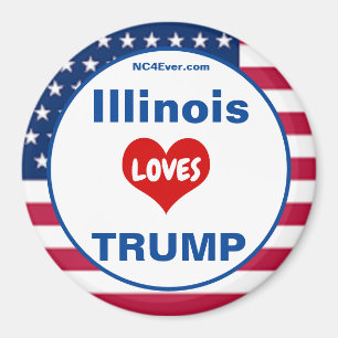 Illinois LOVES TRUMP Patriotic Fridge Magnet