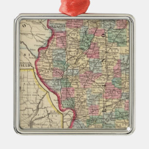 Illinois Map by Mitchell Metal Tree Decoration