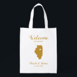 Illinois Map Wedding Welcome Bag, Hotel Guest Tote<br><div class="desc">Wedding weekend welcome gift bag for out of town guests to your wedding,  featuring image of Illinois,  with heart you may place at the precise location. Fill tote with your favourite goodies.</div>