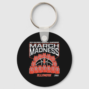 Illinois March Madness 2025 Men's Sketll Nil  Key Ring