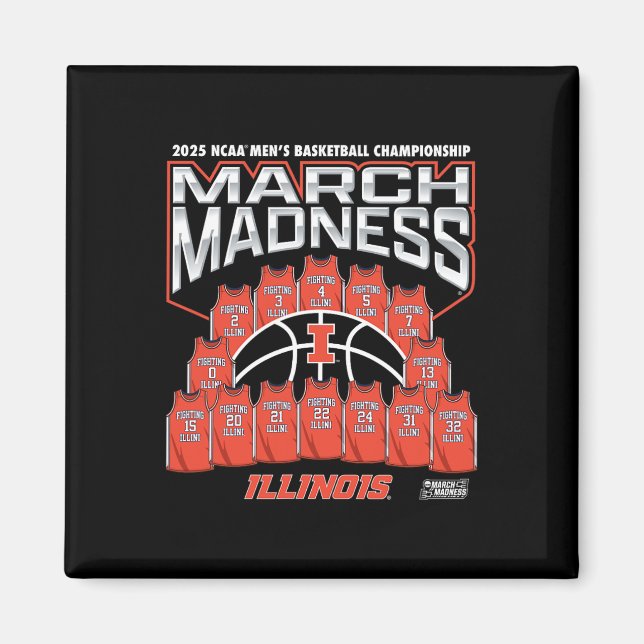 Illinois March Madness 2025 Men's Sketll Nil  Magnet (Front)