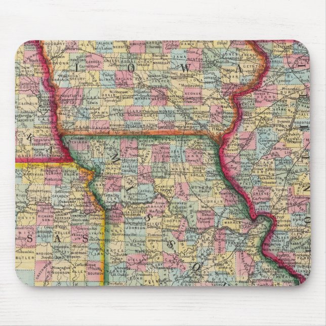Illinois, Missouri, Iowa, Nebraska And Kansas Mouse Pad (Front)