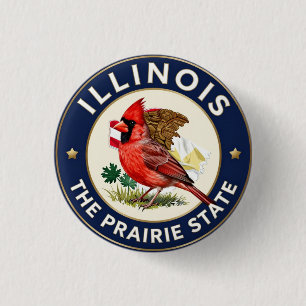 🌾 Illinois Northern Cardinal Heritage 3 Cm Round Badge