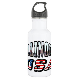 Illinois Picture and USA Flag Text 532 Ml Water Bottle