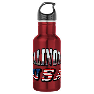 Illinois Picture and USA Flag Text 532 Ml Water Bottle