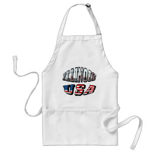 Illinois Picture and USA Flag Text Standard Apron