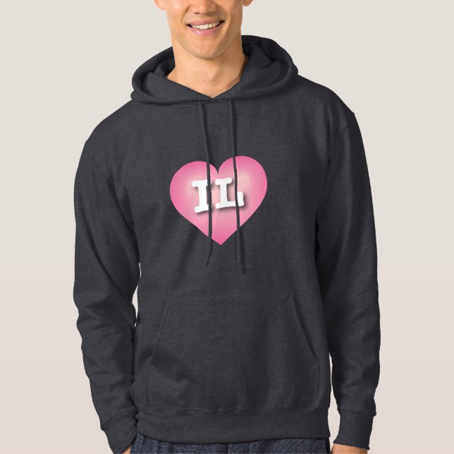 Illinois Pink Fade Heart - I love IL Hoodie (Front)