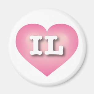 Illinois Pink Fade Heart - I love IL Magnet