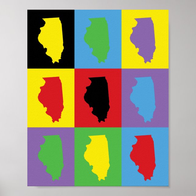 Illinois Pop Art Multicolor State Pride Poster (Front)