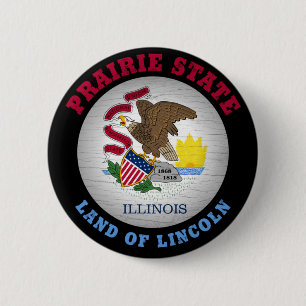 ILLINOIS PRAIRIE STATE FLAG 6 CM ROUND BADGE