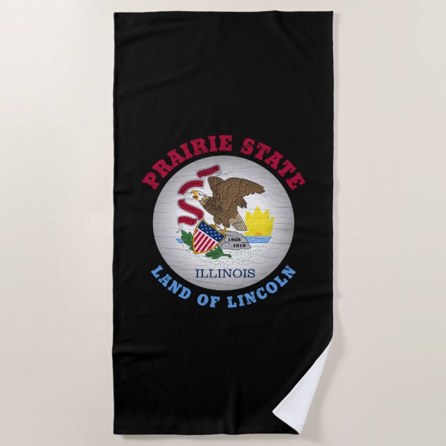 ILLINOIS PRAIRIE STATE FLAG BEACH TOWEL (Front)