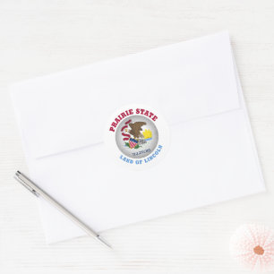 ILLINOIS PRAIRIE STATE FLAG CLASSIC ROUND STICKER