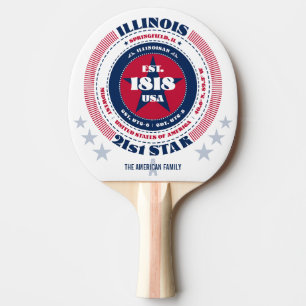 Illinois Pride Circular Typography Monogram Ping Pong Paddle